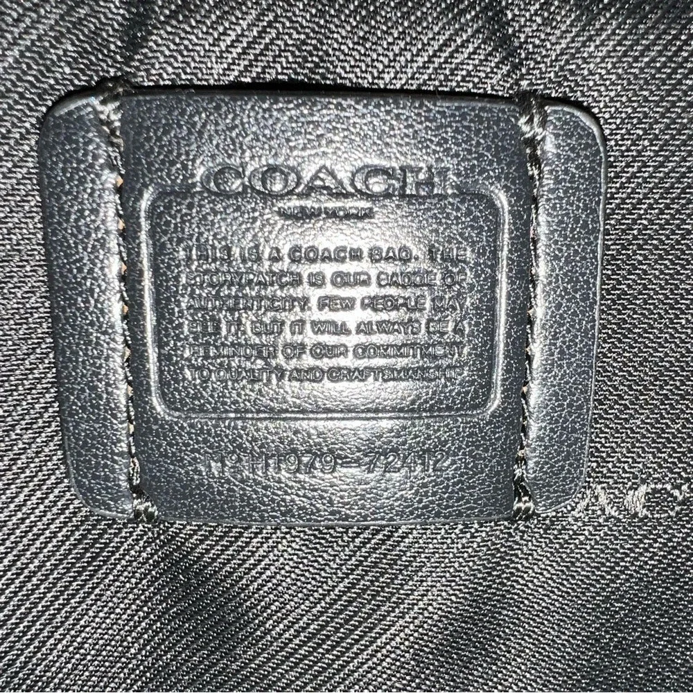 Coach Kitt Crossbody Bag Navy Canvas Stripe Logo Leather Trim F11979 - Picture 4 of 13